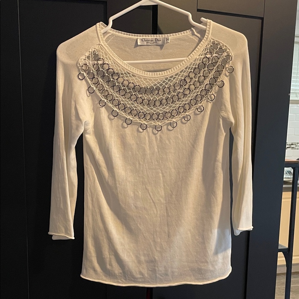 CHRISTIAN DIOR | 2007 Vintage Dior Boutique Chain Embellished Top * Flawed